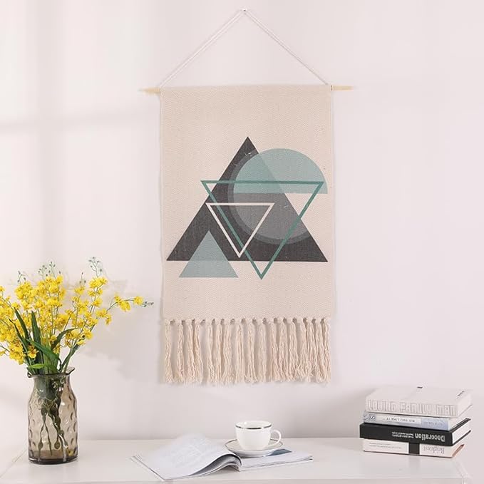 BMIDRUT Macrame Woven Wall Hanging Tapestry Home Decor Boho Bohemian Wall Art for Home Apartment Dorm Room Backdrop 20x35 Inch