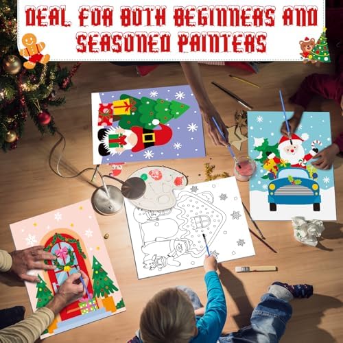 Sherr 140 Pcs 20 Set Pre Drawn Canvas Painting Kit, Christmas - Image 4