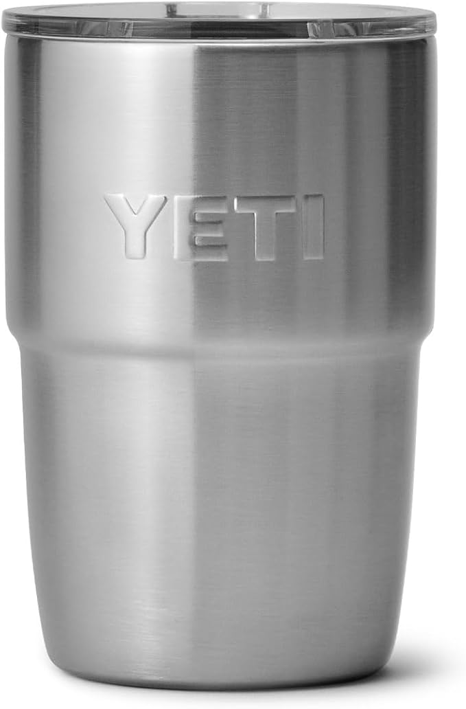 YETI Rambler 8 oz Insulated Coffee Mug with Lid - Stackable Double-Wall Vacuum Insulated Coffee Cup - DuraSip Ceramic Lining - Barista-Friendly Design - Stainless Steel - Dishwasher Safe