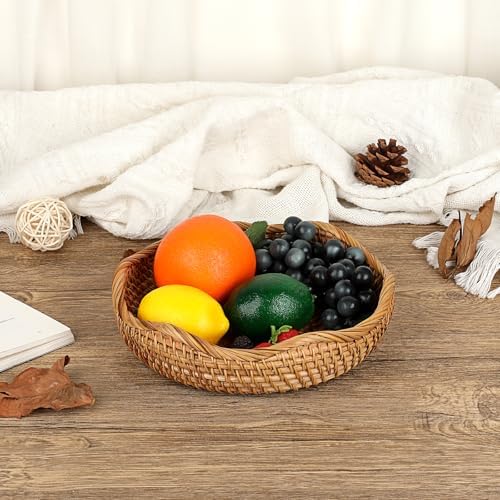 Hipiwe Natural Rattan Tray 8.5" Wicker Key Basket Bowl for Entryway Table - Image 5