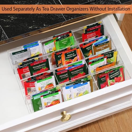 Tea Bag Organizer, Acrylic Tea Holder Storage Rack, Assembly Required - Image 7