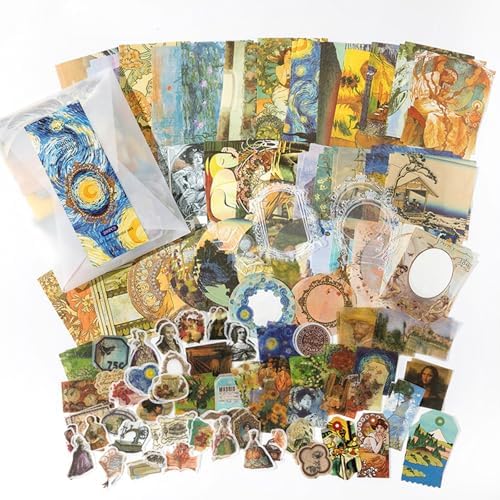 200PCS Vintage Scrapbook Paper Journaling Scrapbooking Supplies Kit Retro Decorative Craft Paper Assorted for Bullet Junk Journals Card Making Craft DIY, Art Exhibition by Unknown