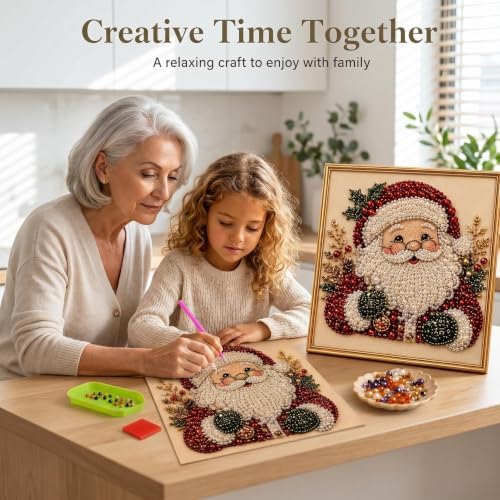 Oanruyan Christmas Pearl Diamond Painting Art Kit with Frame, DIY Pearl Beads Art Craft Kit for Adults Beginner, Gemstone Diamond Dots Beads for Home Decor Wall Art, Party Gift (Christmas Tree) - Image 3