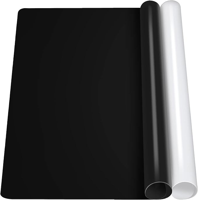 LEOBRO Silicone Mat for Resin Molds, 2 PCS 15.7" x 11.7" Play Dough Mat, Silicone Mats for Crafts, Jewelry Resin Molds Mats, for Resin, Clay, Paint, Black & White