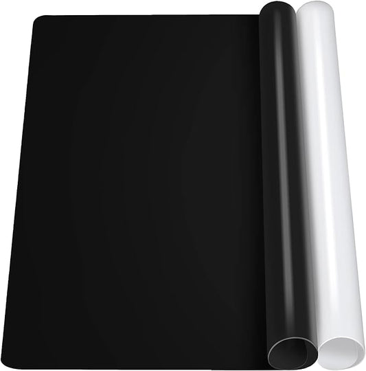LEOBRO Silicone Mat for Resin Molds, 2 PCS 15.7" x 11.7" Play Dough Mat, Silicone Mats for Crafts, Jewelry Resin Molds Mats, for Resin, Clay, Paint, Black & White