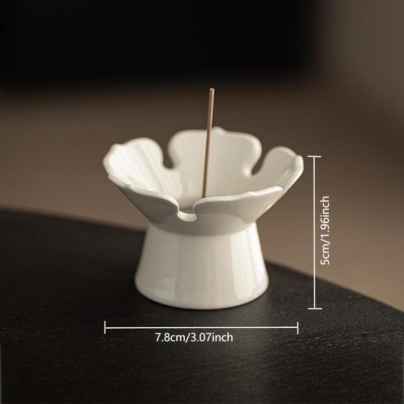 Incense Holder Modern Minimalist Circular Incense Stick Burner for Cones or Sticks for Yoga & Meditation, Enhance Atmosphere,Ceramic Ash Catcher White-9 - Image 7