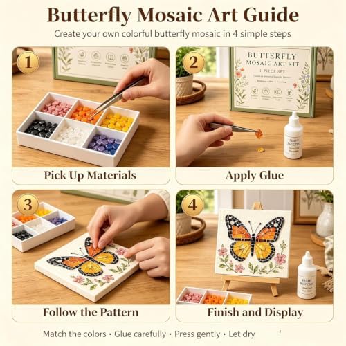 Garden Flowerpot Mosaic Art Kit Floral,Mosaic Art Kits for Adults，Style C - Image 7