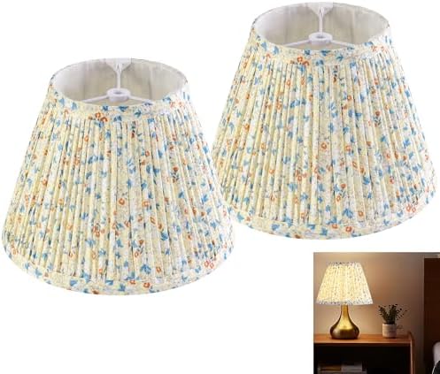 GO&SO Small Pleated Floral Lamp Shades Set of 2,5"×9"×6.4" Bell Shade Boho by GOSO
