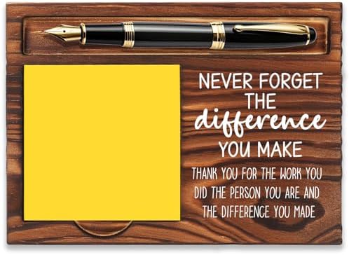 FOUGSTA New Job Office Gifts for Women, New Beginnings Gifts for Women, Chapter Present for Friend,Wooden Notepad Pen Holder With Inspirational Quotes,16.5 x 12 x 1.5 cm,XXN9 by FOUGSTA