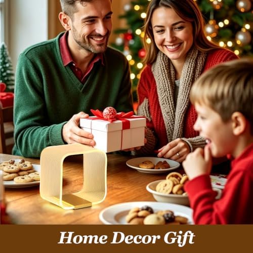 LED Small Table Lamp, Modern Minimalist Square Hollow Acrylic Nightstand Lamp, Warm Plug-in Desk Lamp for Bedroom Living Room Home Decor - Image 6