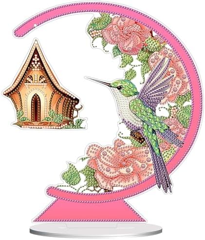 Diamond Painting Kits for Adults Beginners, 5D Full Drill Bird Crystal Art Desktop Ornament, DIY Single Sided Home Office Desk Decor, Creative Craft Gift Set with Tools by OFRKE