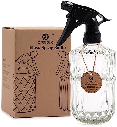 OFFIDIX Glass Spray Bottle, Plant Misters Clear 13.5 oz Adjustable Nozzle by Offidix