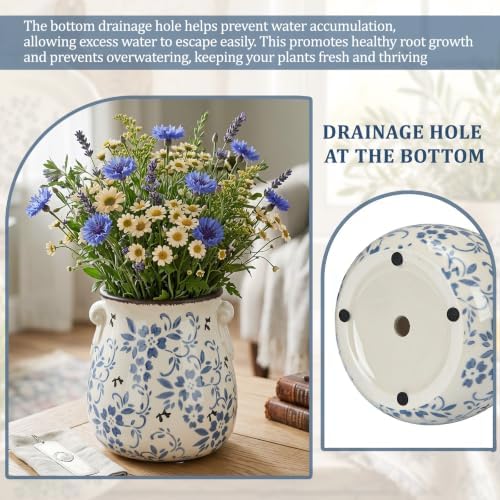 Ceramic Scroll Planter 6.5 Inch, Dark Blue - Image 4