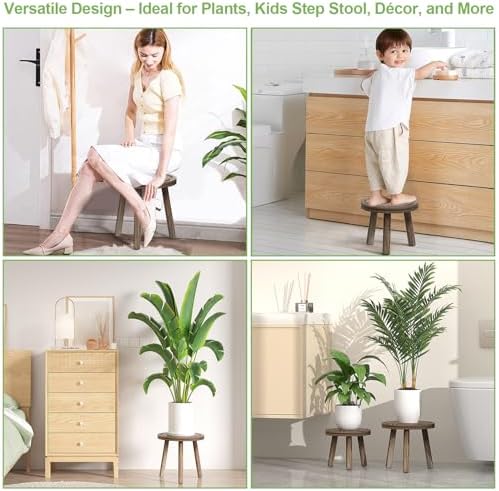 5-Pack Wood Plant Stands Indoor, Single Plant Stand for 6-12 Inch Pots, Mid-Century Modern Plant Stool, Tall Plant Stand for Large Plants for Living Room, Balcony, Office (Dark Brown) - Image 6