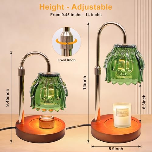 Candle Warmer Lamp with Timer and Dimmer 4-Level Dimmable Flower Light Heat Lamp for Jar Candles Adjustable Height Modern Cute Home Decor for Living Room Bedroom and Best Gift for Friends Lover. Green - Image 3