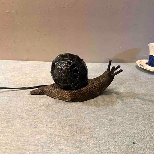 Bieye L10980 Amber Land Snail Tiffany Style Stained Glass Accent Table Lamp - Image 5