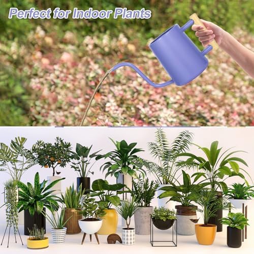 Watering Can Indoor Plants, 35 oz/1000 ml Metal Stainless Steel Watering Can Pot with Long Spout for Indoor House Plants Bonsai Outdoor Garden Flower Decorative (Purple) - Image 7