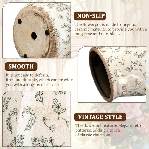 Ceramic Scroll Planter 6.5 Inch, Leaves - Image 3