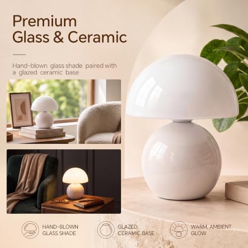 Dawnwake Mushroom Lamp Table Lamp for Bedroom-Small Desk Table Lamps,White - Image 3