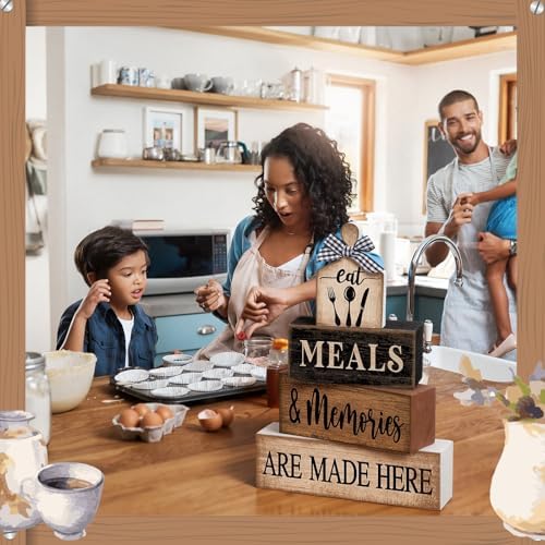 Moucuny 4 Pcs Farmhouse Kitchen Decor Wooden Plate Farmhouse Table Decor - Image 4