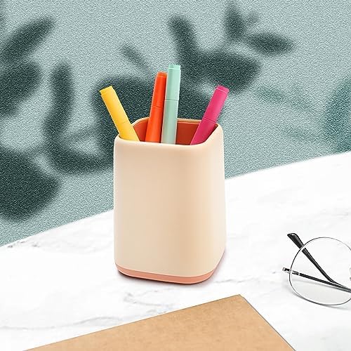 ZUFECY Pencil Holder, Makeup Brush Holder Desktop Organizer Storage Case Scandinavian Design for School Home Office Supplies (Pink) - Image 3