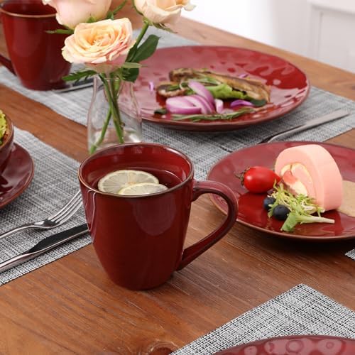 vicrays Coffee Mug Set, 12 Ounce, Set of 6, Ceramic Mug for Men, Women, Unique Glazed Mugs with Handle for Coffee, Tea, Milk, Cocoa, Cereal(Cherry Red) - Image 4