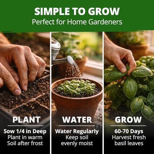 HOME GROWN Italian Large Leaf Basil Seeds, 1,424 Seeds, Ocimum basilicum - Image 3