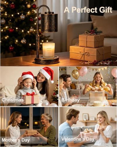 CASTLELIFE Dimmable Candle Warmer Lamp with Timer, Height Adjustable Candle Warmer for Jar Candles, for Home Decor House Warming Gifts, Birthday Gifts for Women, Antique Brushed Copper - Image 7