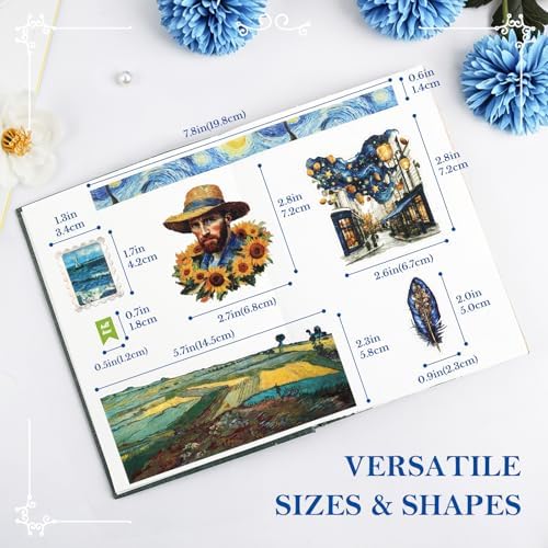 Vintage Art Sticker Book for Scrapbooking Junk Journal, 20 Sheets Collage Kit for Journaling Supplies with Washi PET and Paper Stickers for Adults Teens DIY Crafts, A5 Size - Image 3