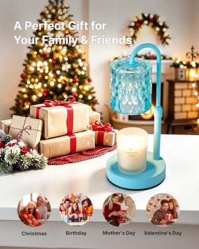 CASTLELIFE Dimmable Candle Warmer Lamp with Timer, Height Adjustable Candle Warmer for Jar Candles,for Home Decor House Warming Gifts, Birthday Gifts for Women,Lake Blue-Glass - Image 7