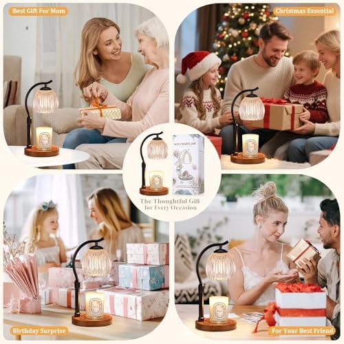 Candle Warmer Lamp with Timer - Dimmable & Adjustable Height, Modern New Home Decor Vintage House Warming Gifts Wax Melt Warmer for Jar Scented Candle, Cozy (Black) - Image 6