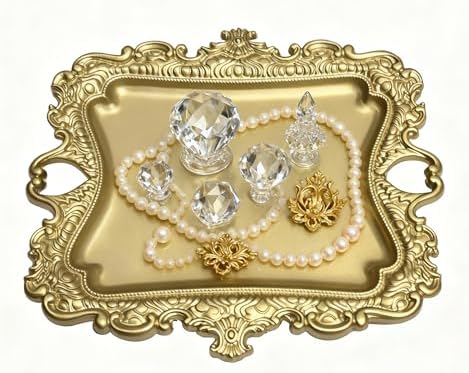 khtumeware 1 Pack Vintage Gold Jewelry Dish Brushed Gold Jewelry Trays ideal for holding jewelry rings and small trinkets. - Image 6