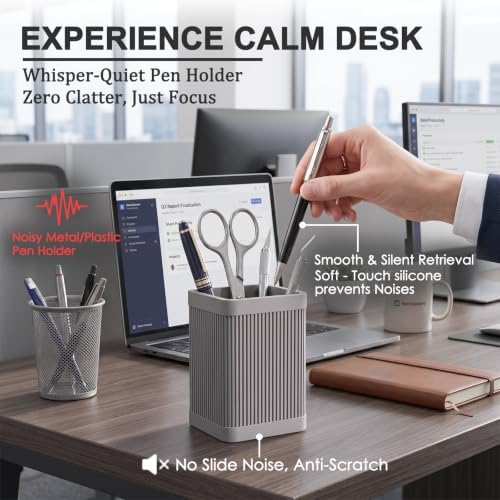 HighHerz Aesthetic Silicone Pen Holder for Desk, Office Desk Accessories - Image 4
