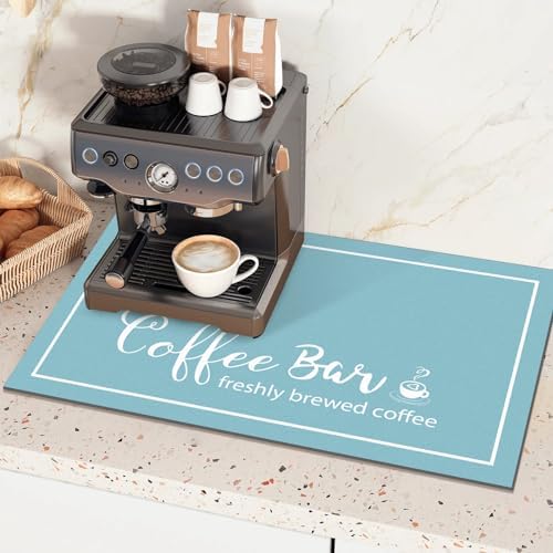 Findosom Dish Drying Mat, 18" x 24" Super Absorbent & Hide Stain Coffee Mat, Cuttable Drying Mat for Kitchen Counter, Coffee Bar Accessories, Under Dish Rack, Coffee Maker, Espresso Machine, Blue - Image 7