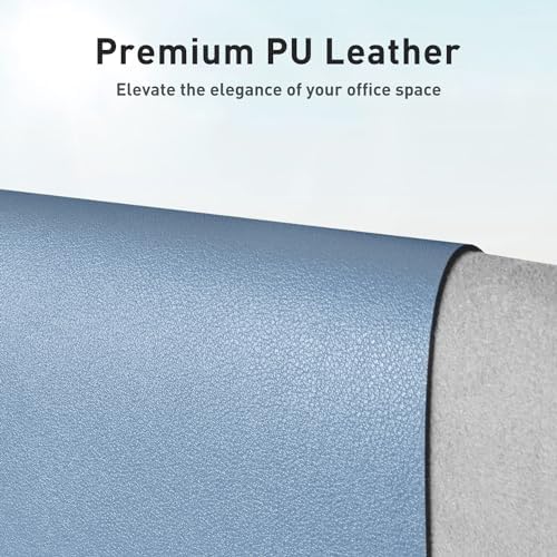 Aothia Leather Desk Pad Protector, Mouse Pad, Office Desk Mat, Non-Slip PU Leather Desk Blotter, Laptop Desk Pad, Waterproof Desk Writing Pad for Office and Home (Denim Blue, 36" x 17") - Image 2