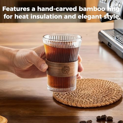 6 Pcs Espresso Coffee Tea Cups with Heat Insulation Wooden Ring 9 Oz - Image 4