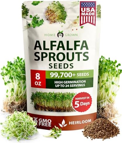 HOME GROWN Alfalfa Sprout Seeds, 8 oz Bulk Pack by HOMEGROWN