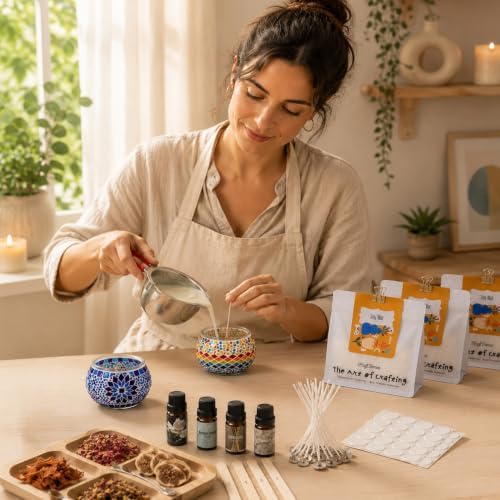 Candle Making Kit for Adults – DIY Candle Making Set with Natural Soy Wax, Wicks, Essential Oils, Dried Flowers & 2 Turkish Mosaic Glass Jars – Makes 2 Candles – Arts & Crafts Gift for Women - Image 3