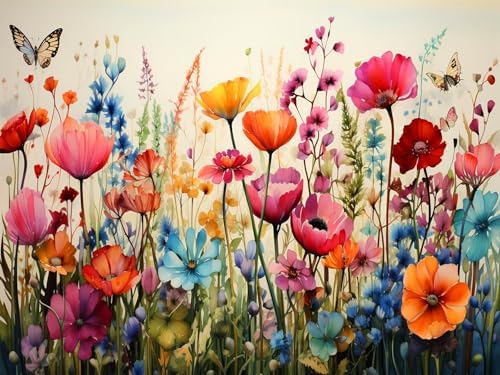 Diamond Art Kits for Adults, Wild Flowers Diamond Painting Kits for Adults by croshom