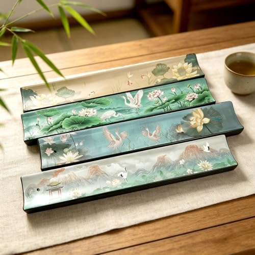 Incense Holder for Sticks, Ceramic Incense Burner with Ash Catcher, Aesthetic Home Decor for Room & Office, Traditional Chinese Art Tray, Unique Housewarming Gift for Meditation Sanctuary (Green) - Image 6