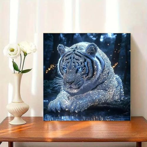 OJTOYART Diamond Art Kits for Adults Beginner-5D Diamond Paintings Kits for Luminous Tiger Full Round Drill Diamond Dot Gem Art Painting Kits,for Home Wall Decor 13.79 X 13.79 Inch - Image 4