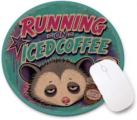 Funny Sarcastic Y2K Opossum Round Mouse Pad for Desk by Unknown
