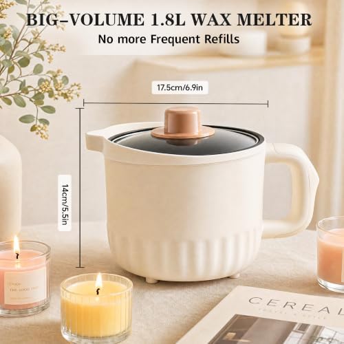 KEARLGMBH Electric Wax Melter with LED Display, Candle Making Kit for Adults，Wax Melt Warmer with 6 Level Temp Control, Large Capacity Wax Melting Pot, Candle Making Supplies - Image 5