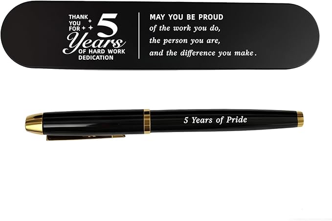 5 Year Work Anniversary Pen Gift- Engraved Gel Pen for Employee & Staff Appreciation Award, 5 Year Service Recognition