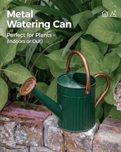 Bamworld Metal Watering Can for Indoor Outdoor Plant 1/2 Gallon Deep Green - Image 2