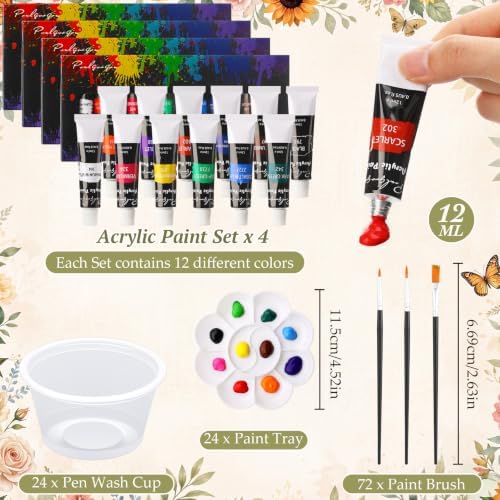 Cholemy 148 Pcs 24 Set Pre Drawn Canvas Paint Kit Adults, Artistic Women - Image 3