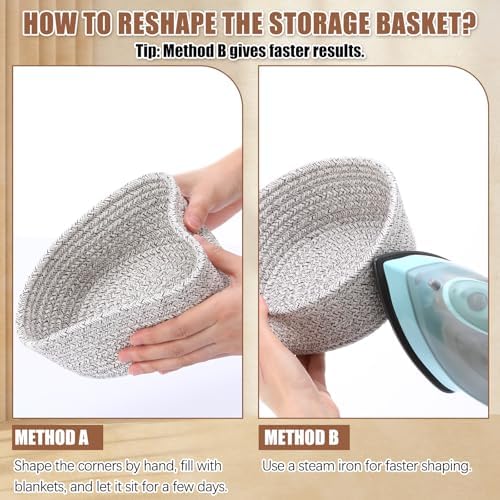 Yinkin 12 Pack Small Storage Basket Cute Natural Cotton Rope Woven Basket Tiny Boho Decorative Toy Storage Bin Gift Baskets for Home Organizing, Closet, Shelf, Nursery, Bathroom (Round,Oatmeal) - Image 3
