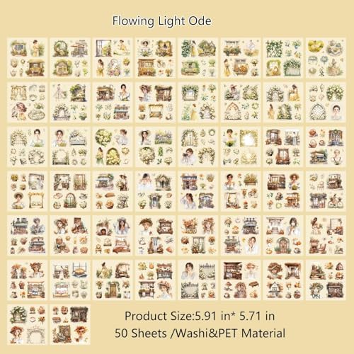 Washi Sticker for Scrapbooking,Retro Garden Sticker Book for Journaling - Image 3