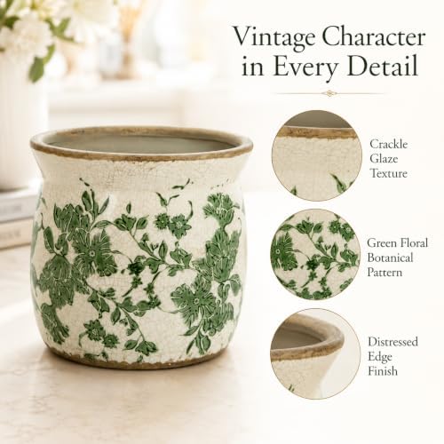 Doysayes Vintage Ceramic Flower Pot for Indoor Plant with Drainage Hole - Image 2