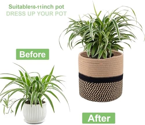Woven Cotton Rope Plant Basket for 11" Flower Pot - Image 4